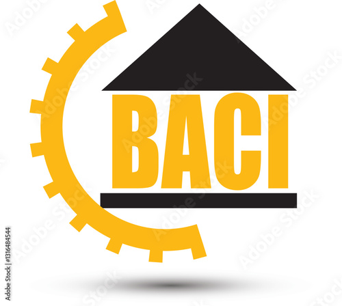 Revolutionizing Construction and Engineering with BACI: A Modern Logo Design Featuring a Gear and House Elements for Business Branding"
