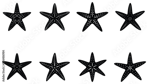 Starfish Vector Shilhouette Bundle Set Icon.