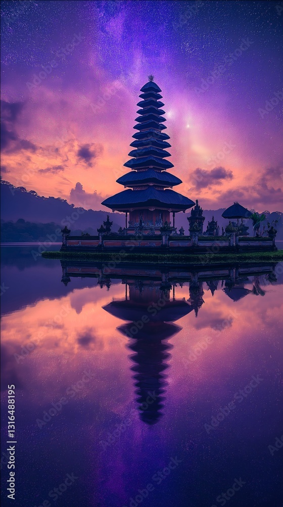Nyepi day banner with bali temple at sunset. Nyepi day banner with bali temple at sunset.