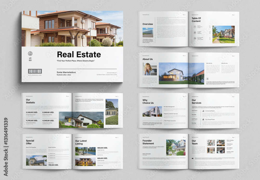 Real Estate Brochure Template Design Layout Landscape Stock Template ...