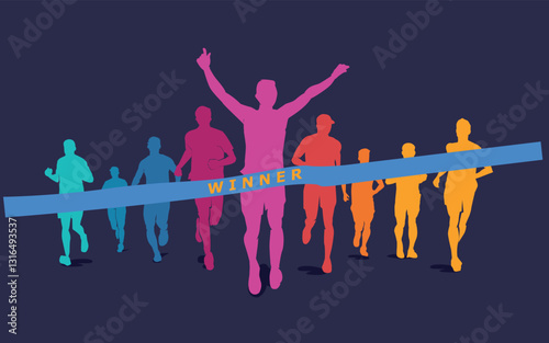 Great elegant vector editable finish line marathon poster background design for your digital and print	