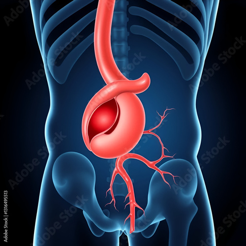 vector illustration of a Abdominal aortic aneurysm