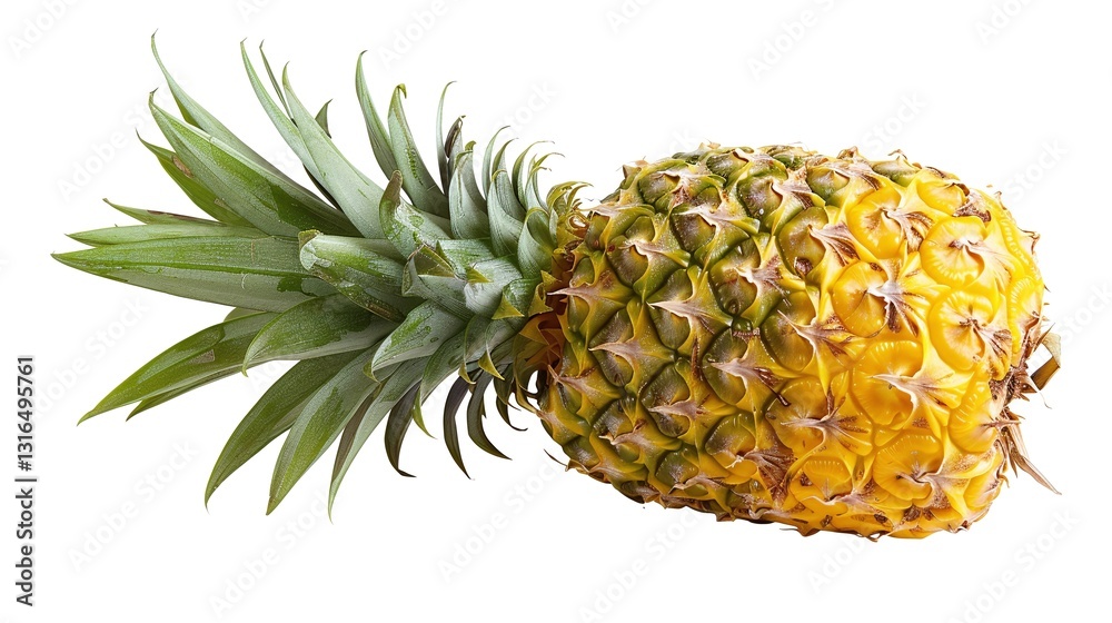 Close up view of a ripe and fresh pineapple tropical fruit with green leaves Pineapple is a sweet and juicy fruit that is often used in healthy diets cuisine and smoothies Close up view of a ripe and fresh pineapple tropical fruit with green leaves Pineapple is a sweet and juicy fruit that is often used in healthy diets cuisine and smoothies