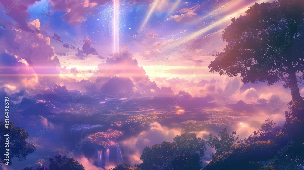 Obraz premium Ethereal Dreamland A Fantasy Landscape at Sunrise