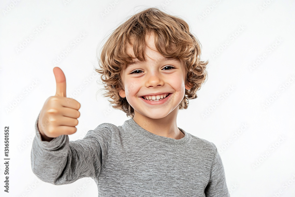 an isolated real joyful kid, smiling and giving a thumbs-up class, European appearance, handsome, smiling, image with a dedicated area for text, on a white background an isolated real joyful kid, smiling and giving a thumbs-up class, European appearance, handsome, smiling, image with a dedicated area for text, on a white background
