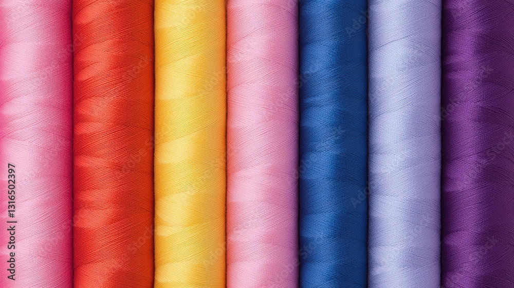 A vibrant array of colorful fabric rolls displayed neatly in a row, showcasing various hues from warm to cool tones. A vibrant array of colorful fabric rolls displayed neatly in a row, showcasing various hues from warm to cool tones.