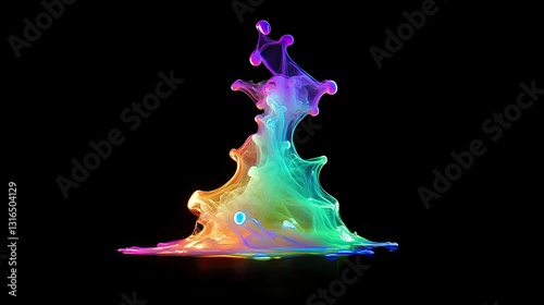 Chromatic Bloom, A Vibrant Spectral Emanation Against The Void Canvas