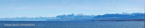 Panorama of the lake Léeman with the Alps at the background, Switzerland