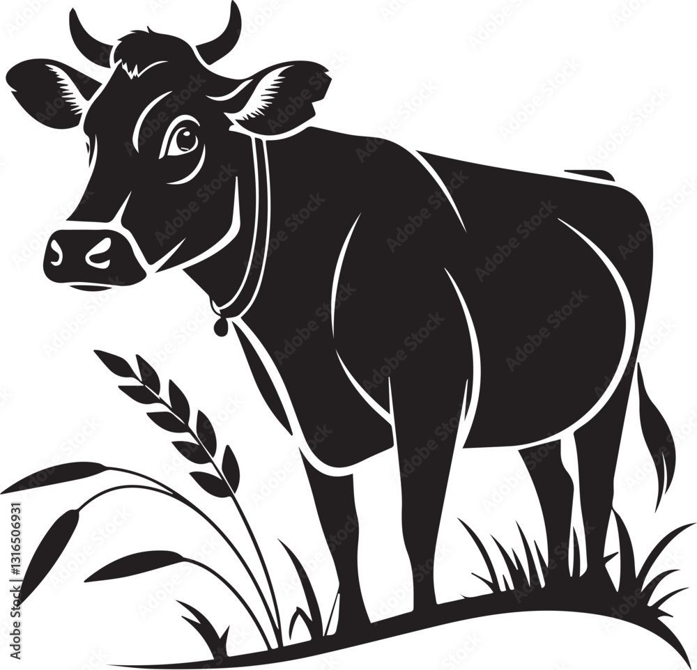 Fototapeta premium a vector silhouette image of a cow graphics icon (6).eps