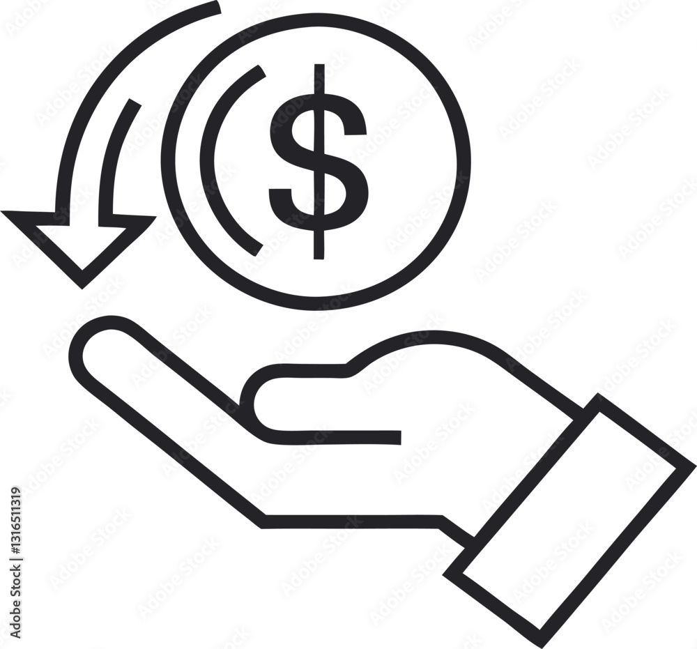 Cashback line icon isolated on white background. Vector Cashback line icon isolated on white background. Vector