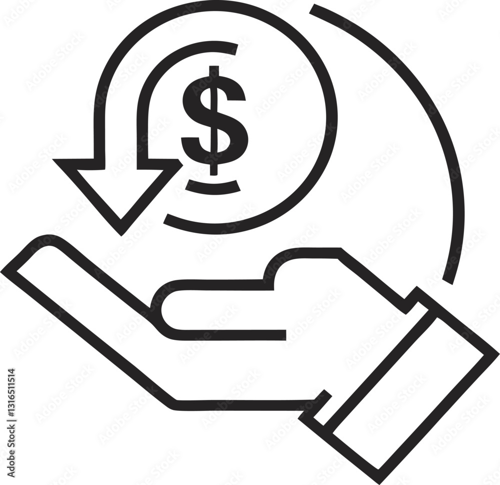 Cashback line icon isolated on white background. Vector Cashback line icon isolated on white background. Vector