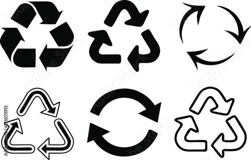 Recycle signs. Recycle arrow collection. Recycling icon set. Vector illustration