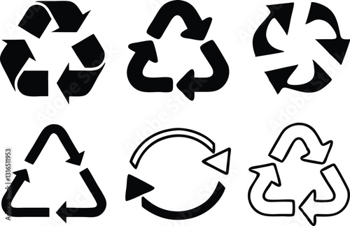 Recycle signs. Recycle arrow collection. Recycling icon set. Vector illustration