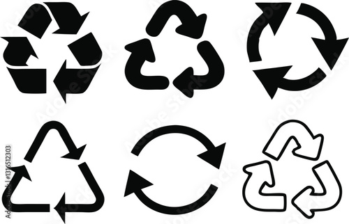 Recycle signs. Recycle arrow collection. Recycling icon set. Vector illustration
