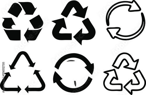 Recycle signs. Recycle arrow collection. Recycling icon set. Vector illustration