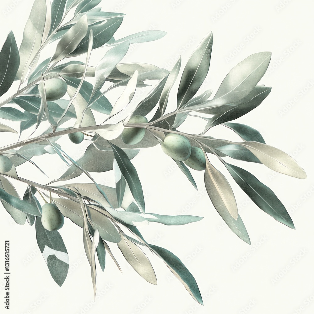 Obraz premium Delicate olive branch with muted tones