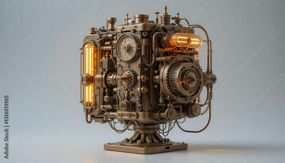 Steampunk Clockwork Gear Machine: Bronze Art Deco Ornament