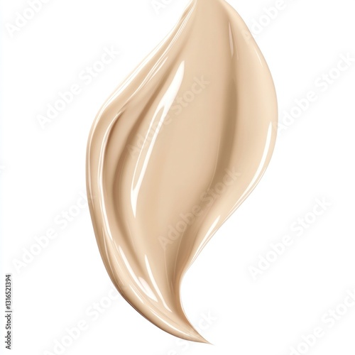 Creamy foundation smudge on white background.  A light beige, smooth,  and luxurious-looking makeup product photo