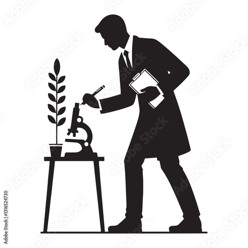 Biodiversity Expert Biologist silhouette, mapping the web of life - Biologist illustration - Minimalist Biologist vector - Profession silhouette

