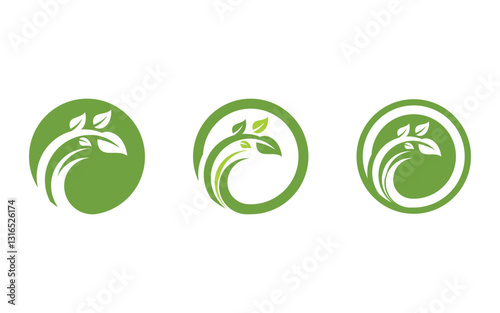 Organic Leaf Logo nature  Healthy vegan concept illustration v.4