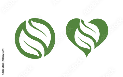 Organic Leaf Logo nature  Healthy vegan concept illustration v.13