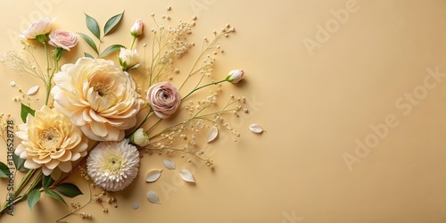 Pastel Floral Arrangement on a Soft Background Featuring Delicate Blooms and Greenery