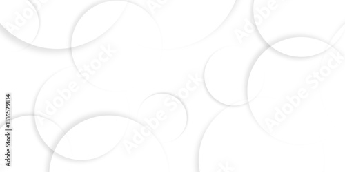 Abstract background with circle white abstract geometric background with soft light white paper circles in design .Gray abstract. Modern design background for report and project presentation template.