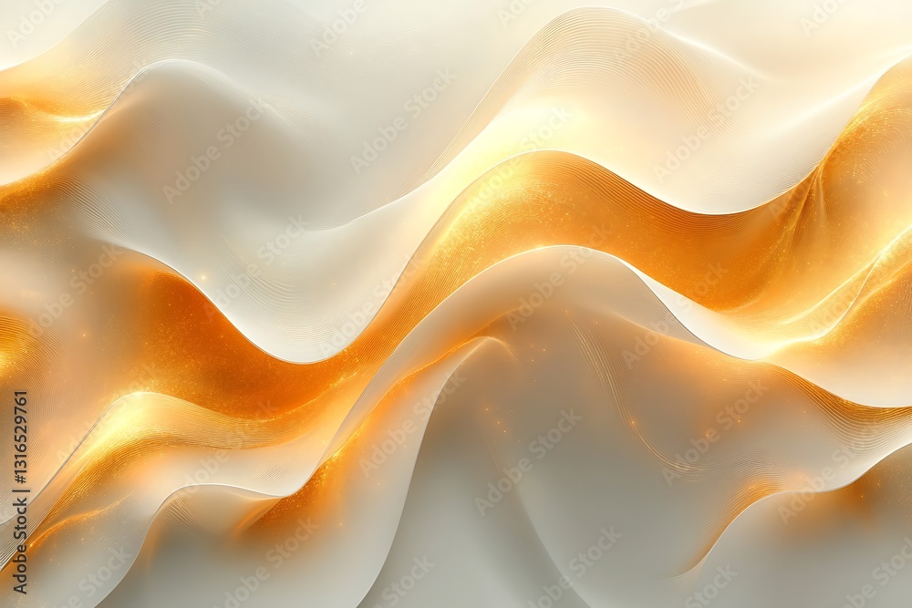 Fototapeta premium Luxurious Golden and White Abstract Waves Background for Design