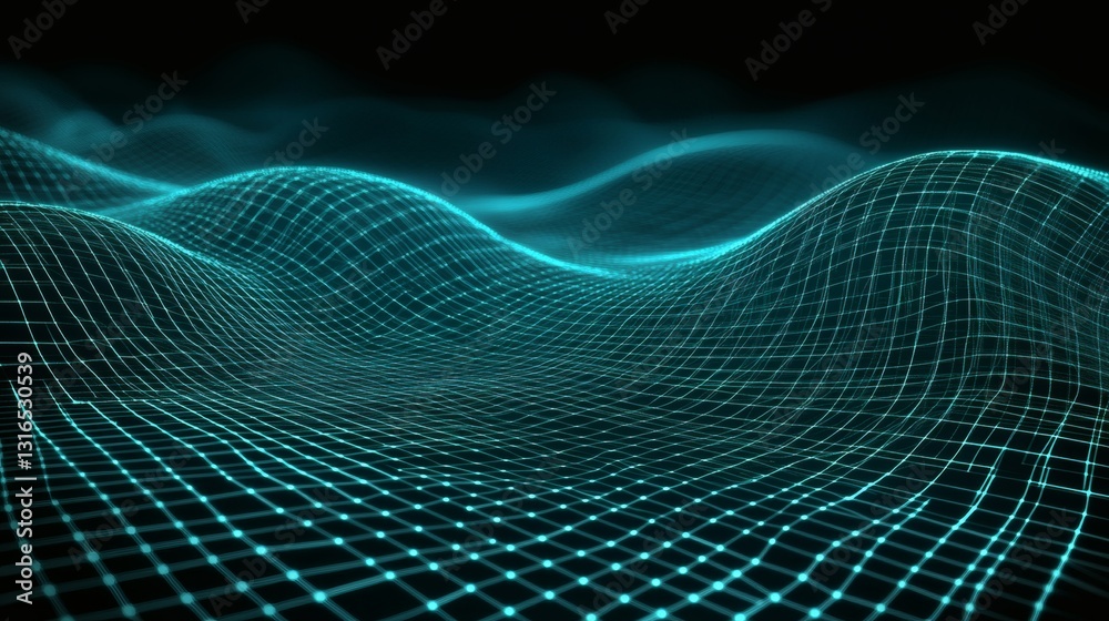Futuristic network grid surface representing connectivity and technology Futuristic network grid surface representing connectivity and technology