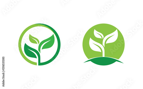 Organic Leaf Logo nature  Healthy vegan concept illustration v.35
