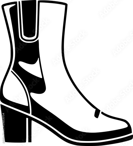 Stylish monochrome ankle boot illustration black and white footwear design fashion accessory