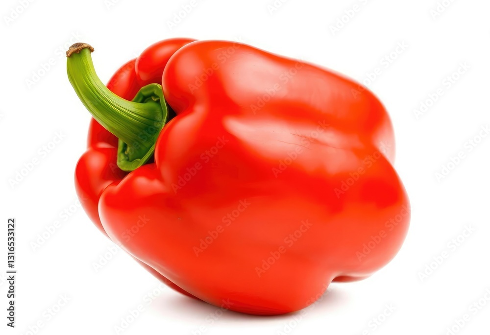 Vibrant red bell pepper, glossy skin, isolated, diet, macro Vibrant red bell pepper, glossy skin, isolated, diet, macro