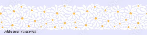 Groovy hand drawn floral seamless pattern, retro background, great for textiles, banners, wallpaper - vector