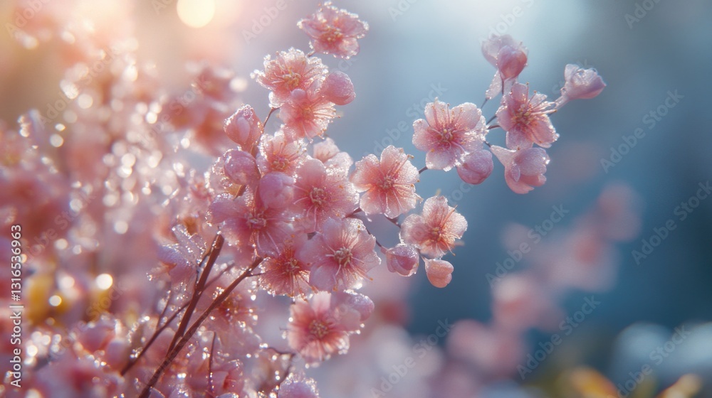 Pink blossoms in sunlight with a soft focus. Pink blossoms in sunlight with a soft focus.