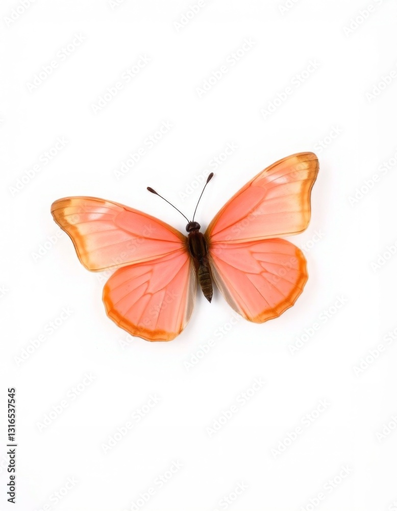 Fototapeta premium Peach butterfly on white background