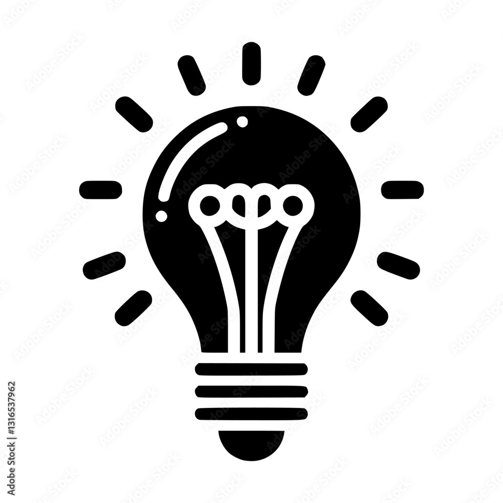 Fototapeta premium Stylized Light Bulb Icon Symbolizing Creativity and Innovation