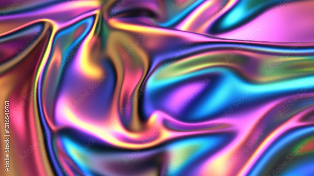Obraz premium A flowing iridescent material with vivid colors and smooth folds