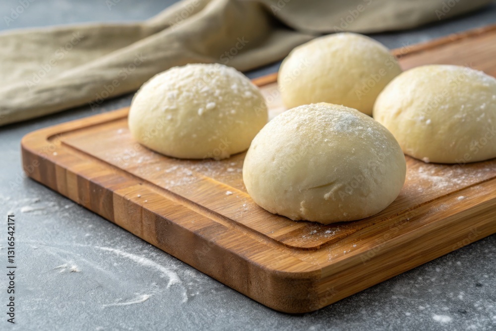 Fresh, fluffy dough portions ready to be transformed into bread. Fresh, fluffy dough portions ready to be transformed into bread.