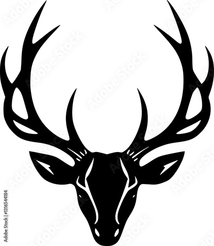 Antler Crown Monochrome Black and White Elegant Minimalist Deer Antlers Wildlife Nature Royal Regal Forest Animal Headpiece Simple Stylish Modern Illustration Design Art Graphic