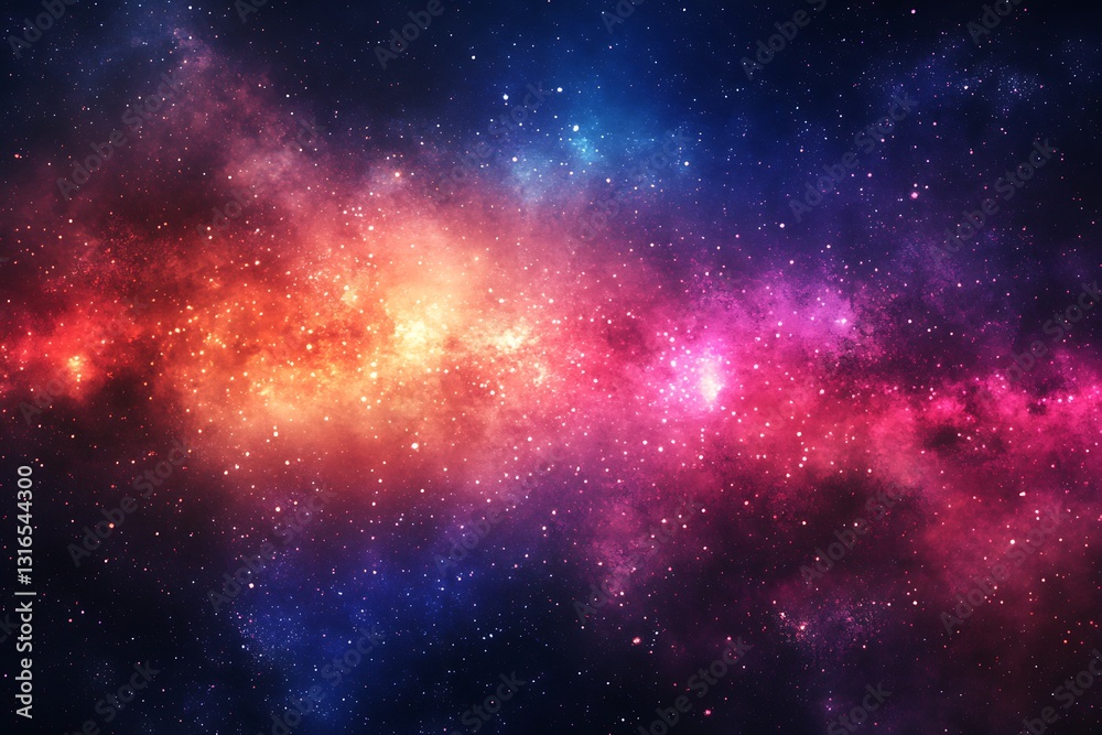Naklejka premium Cosmic galaxy, vibrant nebulae, stars shine, space background, science, astronomy wallpaper