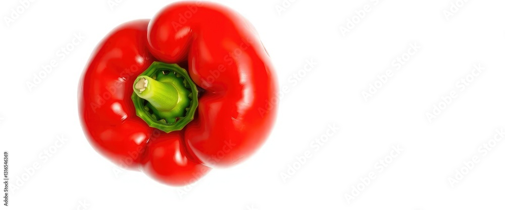 Vibrant red bell pepper, glossy skin, isolated on pure white, closeup, vegetable stock photo Vibrant red bell pepper, glossy skin, isolated on pure white, closeup, vegetable stock photo