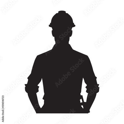 Resilient Civil Engineer silhouette, constructing structures that withstand time - Engineer illustration - Minimalist Engineer vector - Profession silhouette
