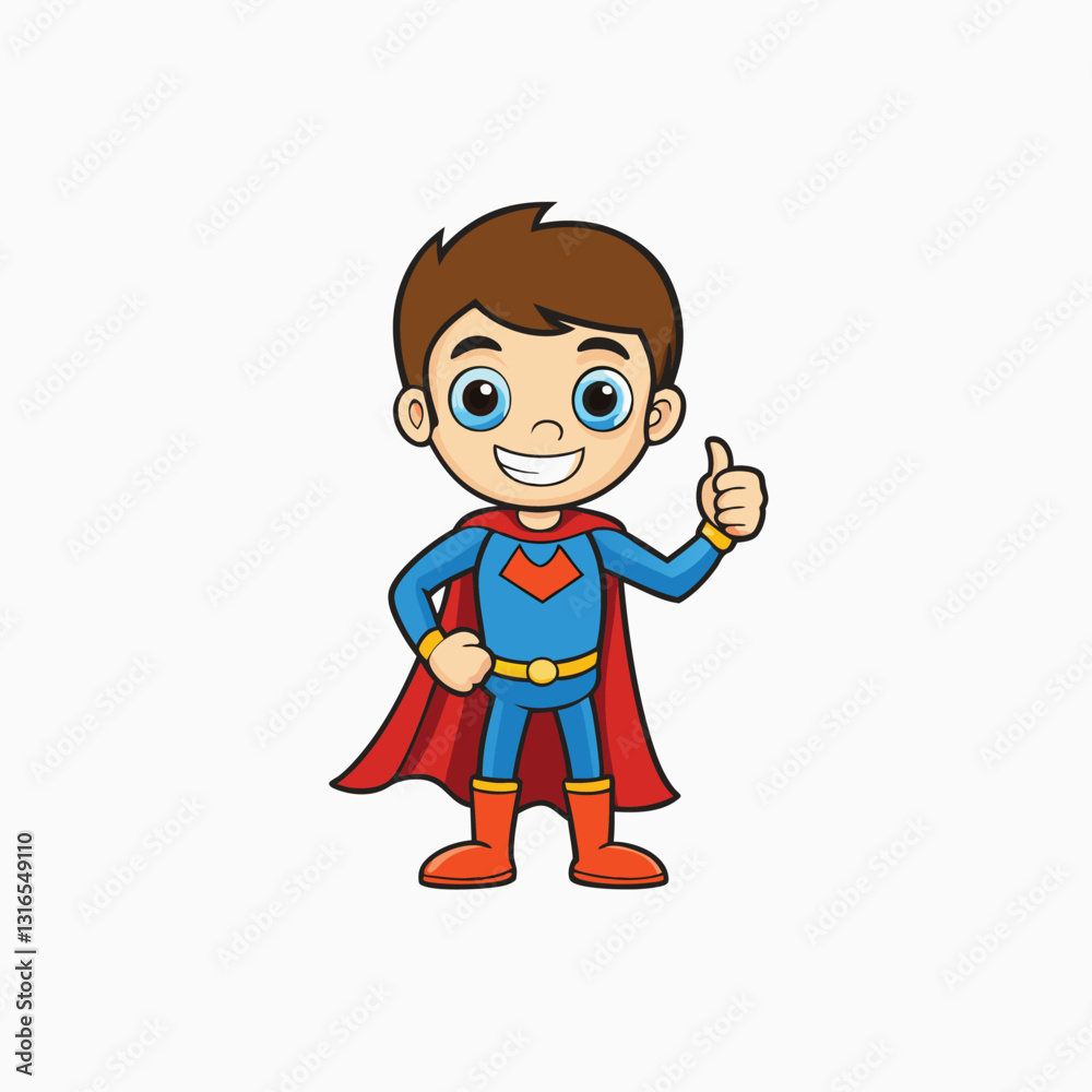 Superhero with Thumb Up Pose Cartoon. Icon Illustration. Person Icon Concept isolated on transparent background Superhero with Thumb Up Pose Cartoon. Icon Illustration. Person Icon Concept isolated on transparent background