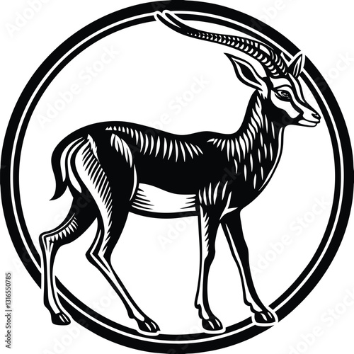 a vector silhouette image of a springbok eating (30).eps