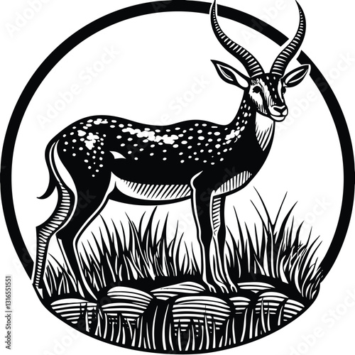 a vector silhouette image of a springbok eating (32).eps