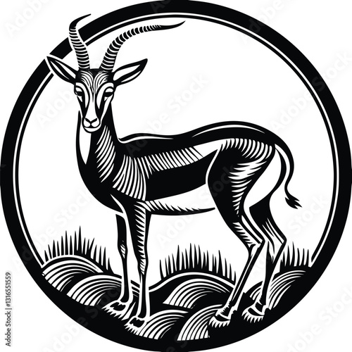a vector silhouette image of a springbok eating (31).eps