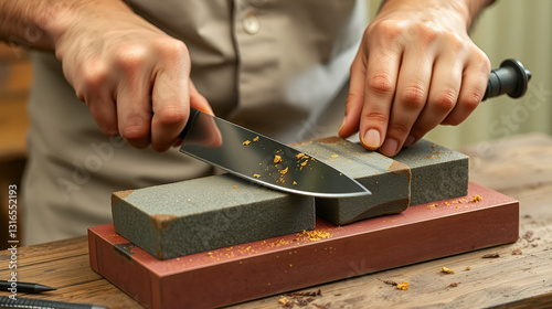 Sharpening knives with grindstones