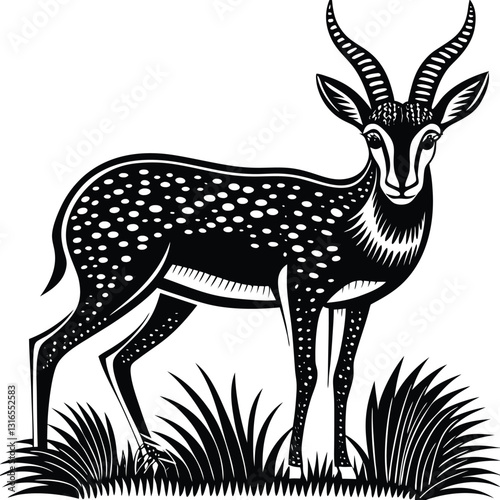 a vector silhouette image of a springbok eating (33).eps