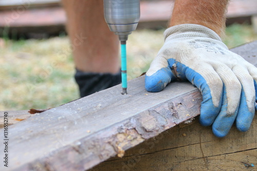 man working with hammer