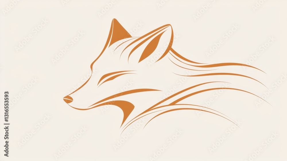 Obraz premium A stylized representation of a fox head, featuring smooth lines that create a sense of motion and grace.